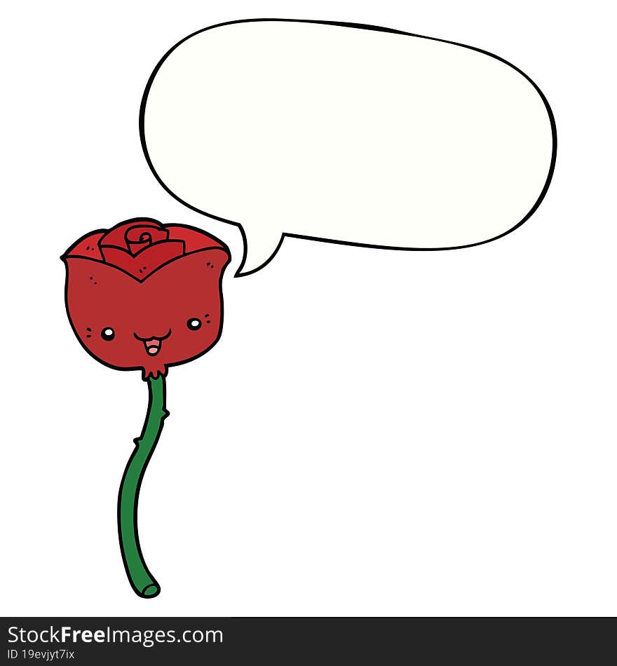 cartoon flower and speech bubble