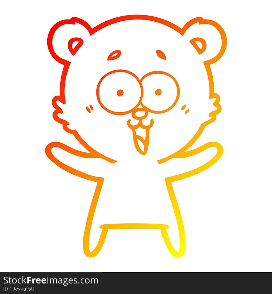 warm gradient line drawing laughing teddy  bear cartoon