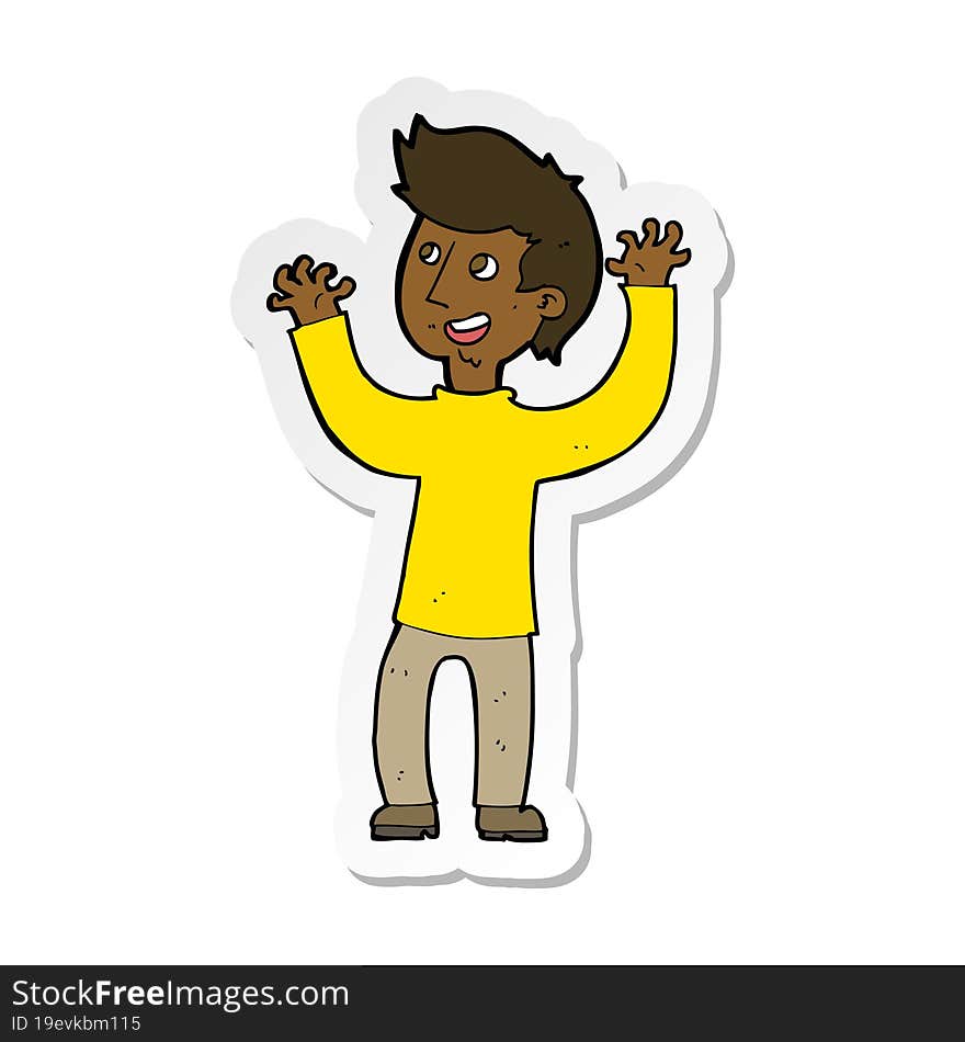 Sticker Of A Cartoon Happy Man