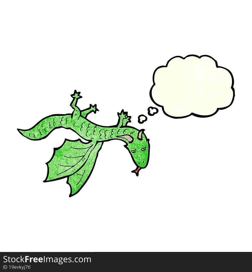 Cartoon Little Dragon With Thought Bubble