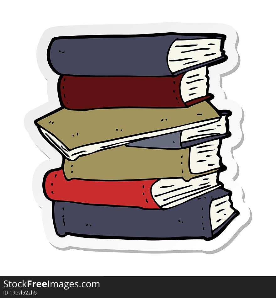 sticker of a cartoon pile of books