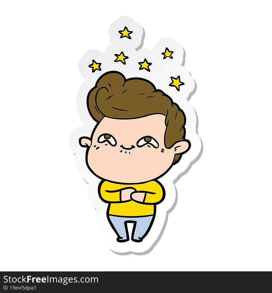 sticker of a cartoon excited man