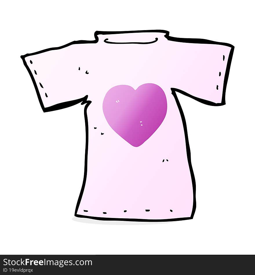 cartoon tee shirt printed with love heart. cartoon tee shirt printed with love heart