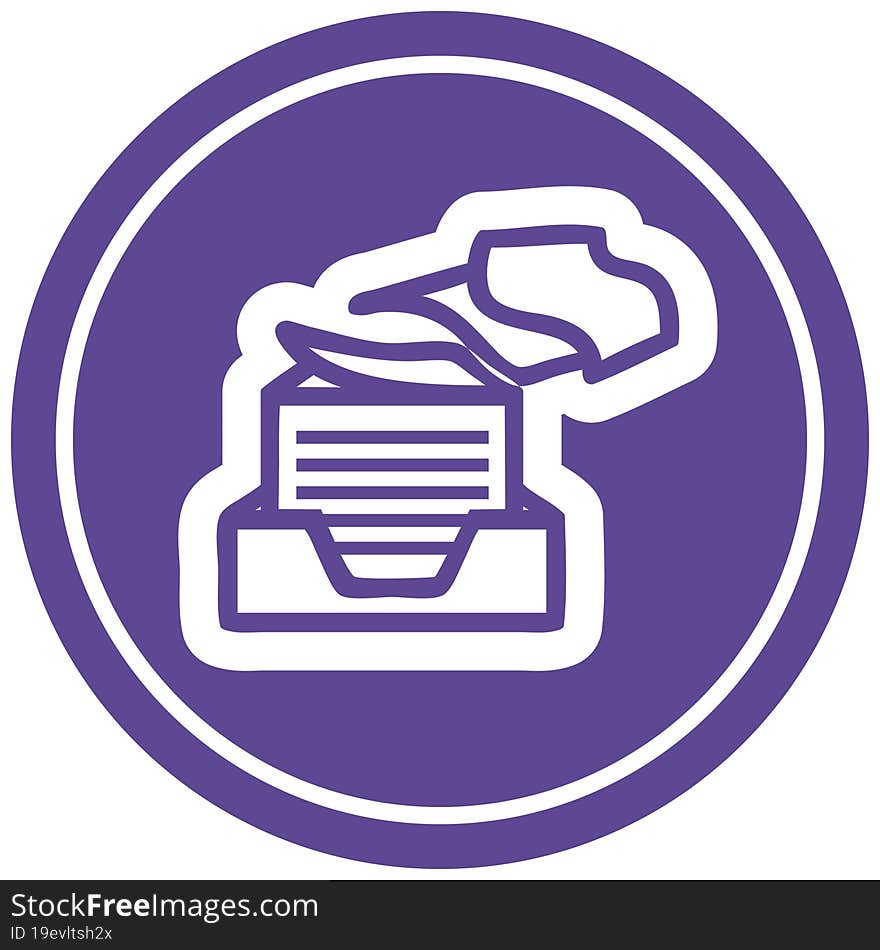 office paper stack circular icon