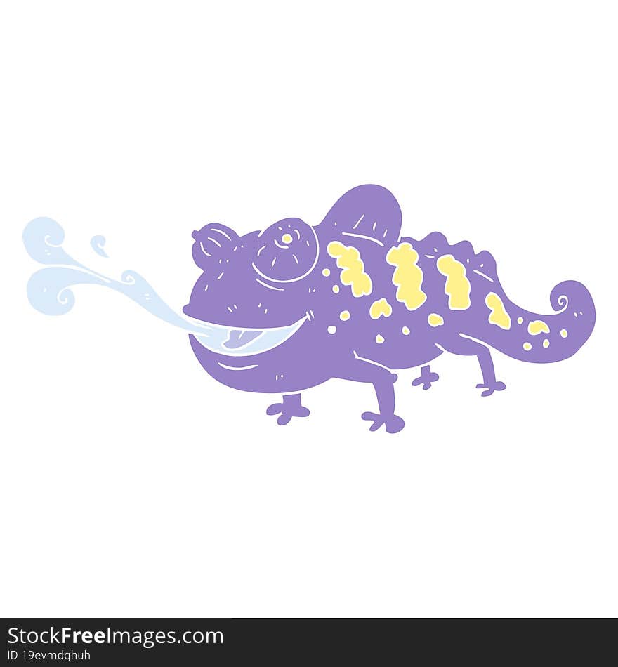 flat color illustration of a cartoon chameleon