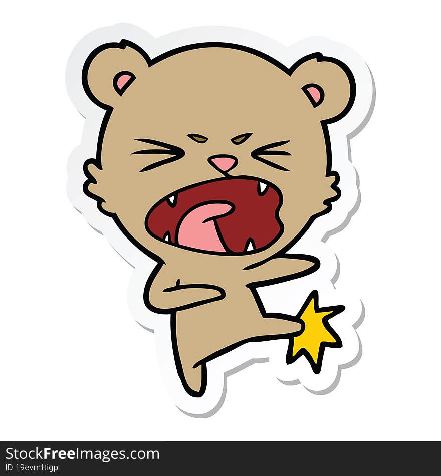 sticker of a angry cartoon bear