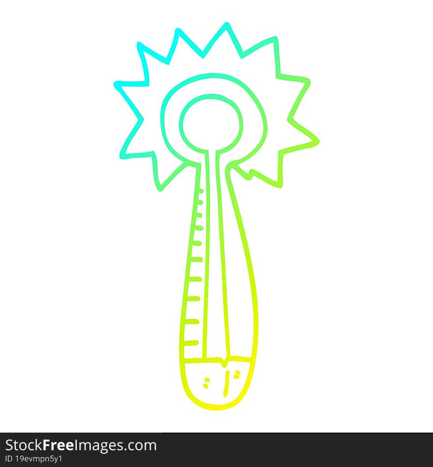 cold gradient line drawing of a cartoon hot thermometer