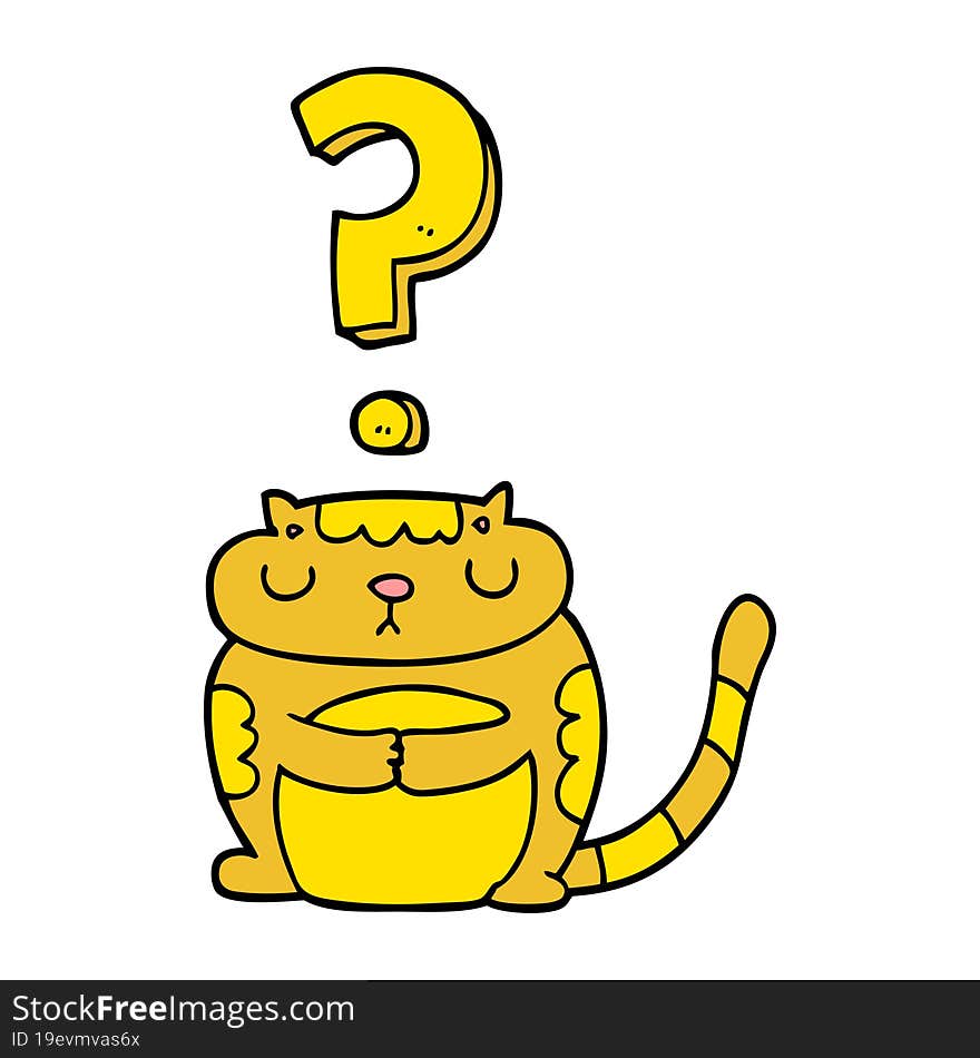 cartoon cat with question mark