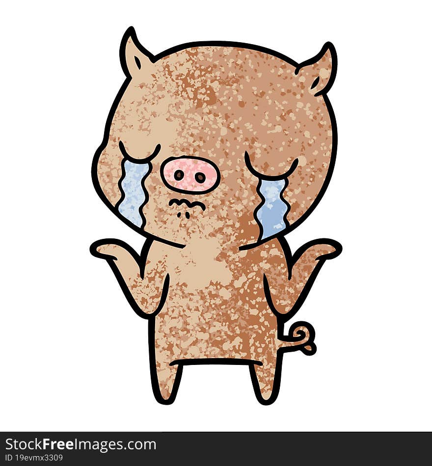 cartoon pig crying. cartoon pig crying