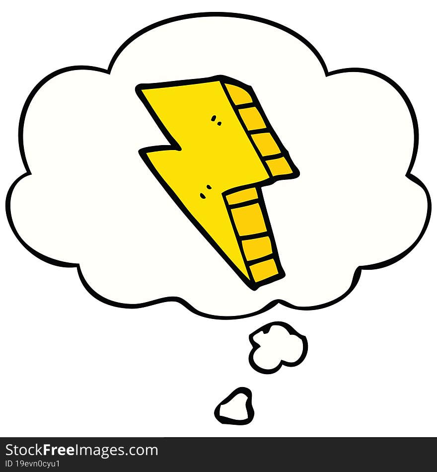 Cartoon Lightning Bolt And Thought Bubble