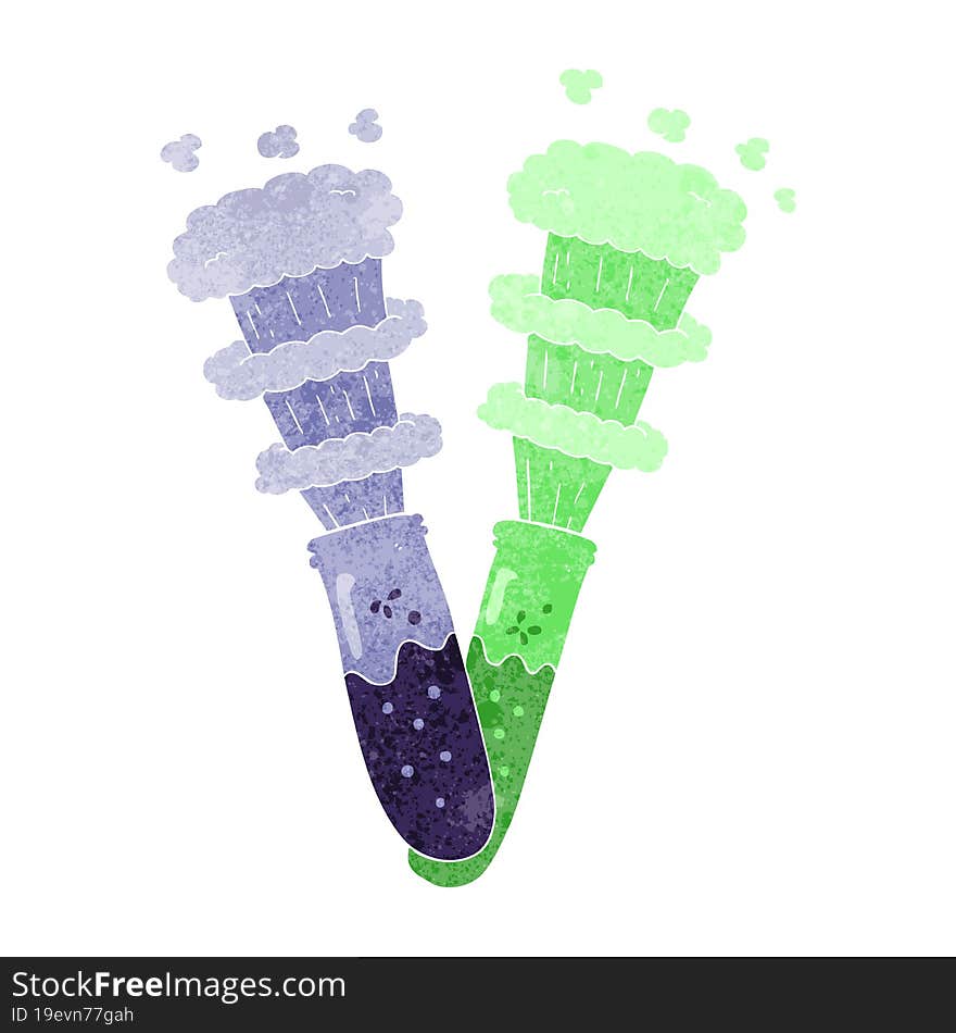 retro cartoon chemicals in test tubes