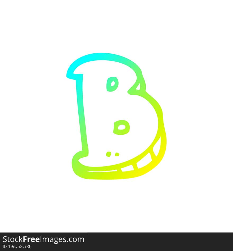 cold gradient line drawing of a cartoon letter b