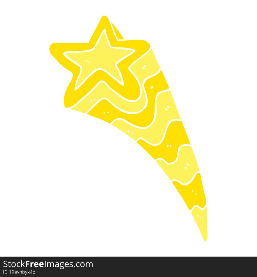 flat color illustration of a cartoon shooting star