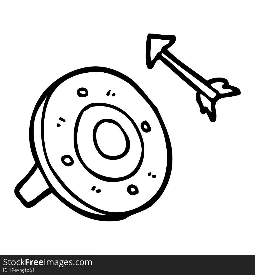 line drawing cartoon shield and arrow