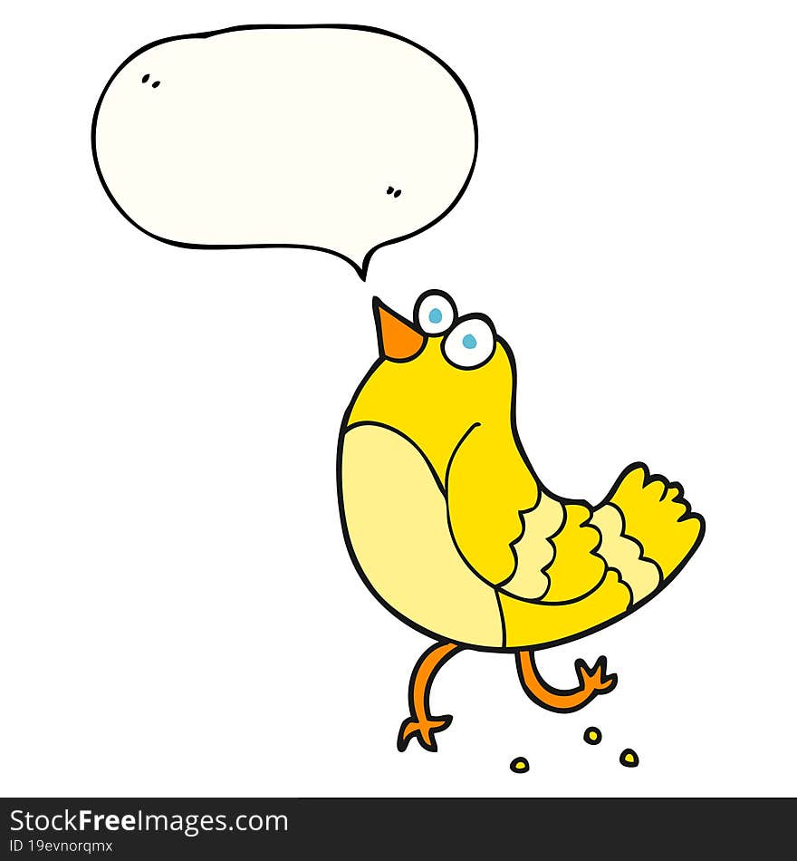 freehand drawn speech bubble cartoon bird