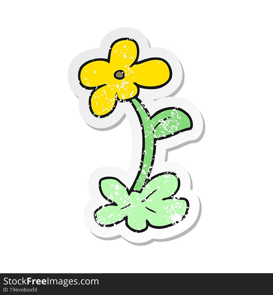 distressed sticker of a cartoon flower