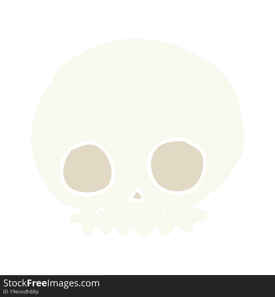 flat color style cartoon skull