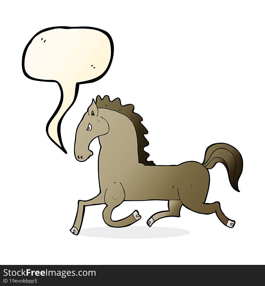 cartoon running horse with speech bubble