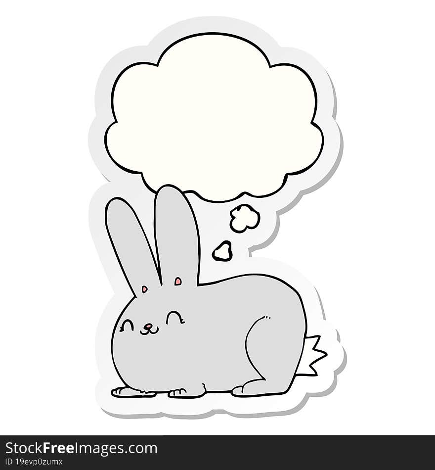 Cartoon Rabbit And Thought Bubble As A Printed Sticker