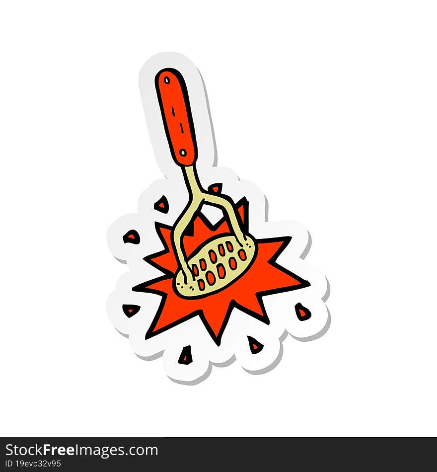 Sticker Of A Cartoon Potato Masher