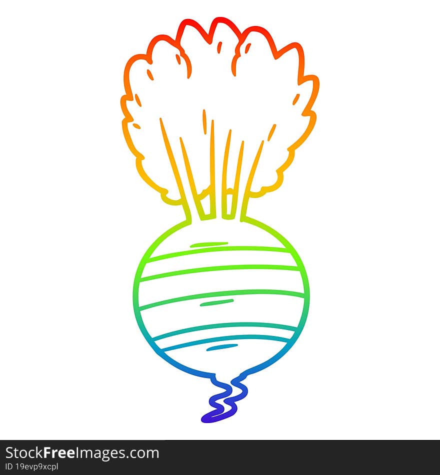 rainbow gradient line drawing cartoon root vegetable