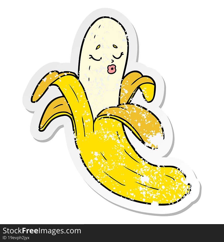 Distressed Sticker Of A Cartoon Best Quality Organic Banana