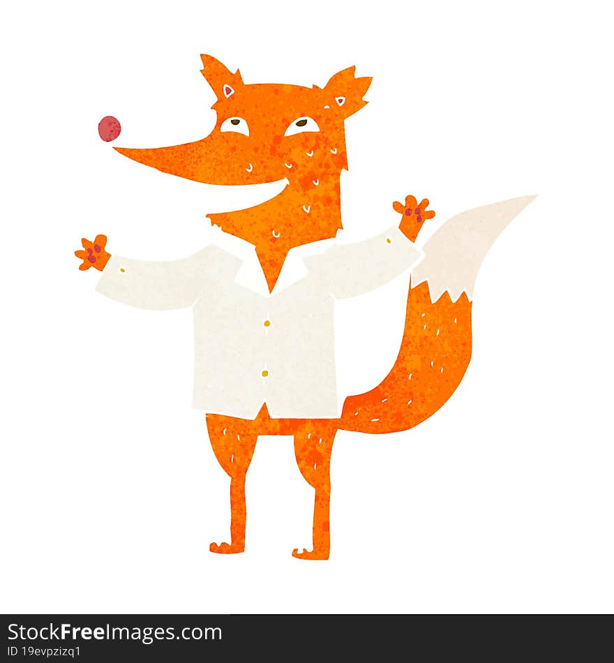 cartoon happy fox wearing shirt