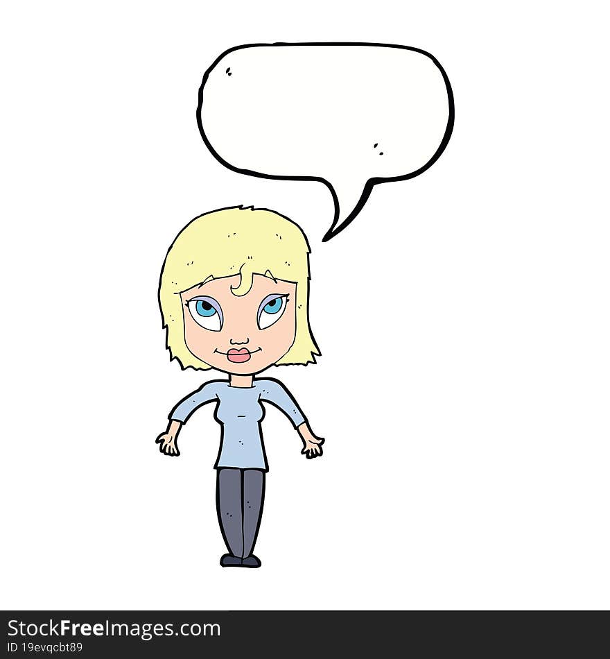 Cartoon Girl Shrugging Shoulders With Speech Bubble