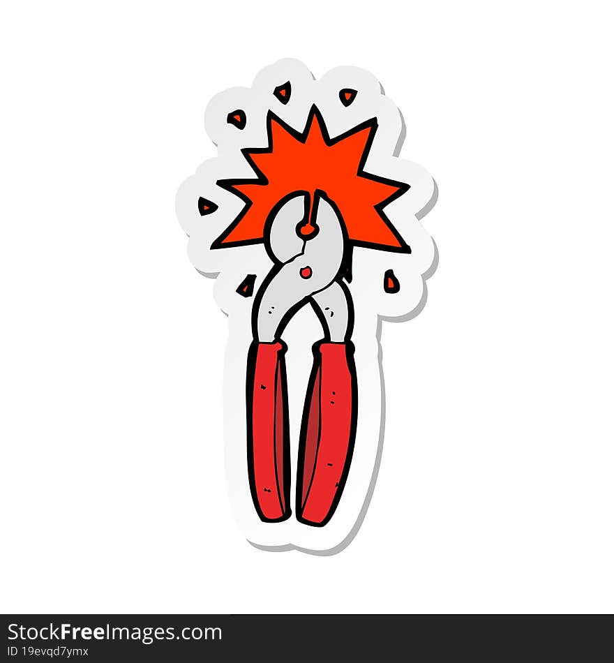 sticker of a cartoon pliers