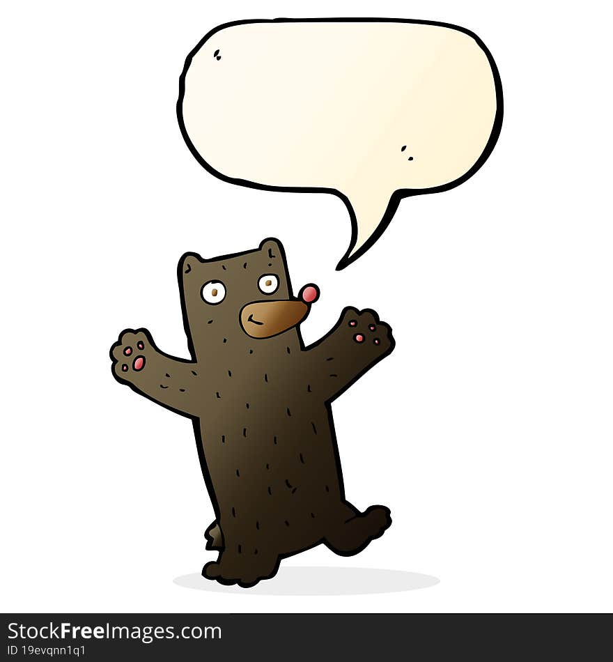 cartoon black bear with speech bubble