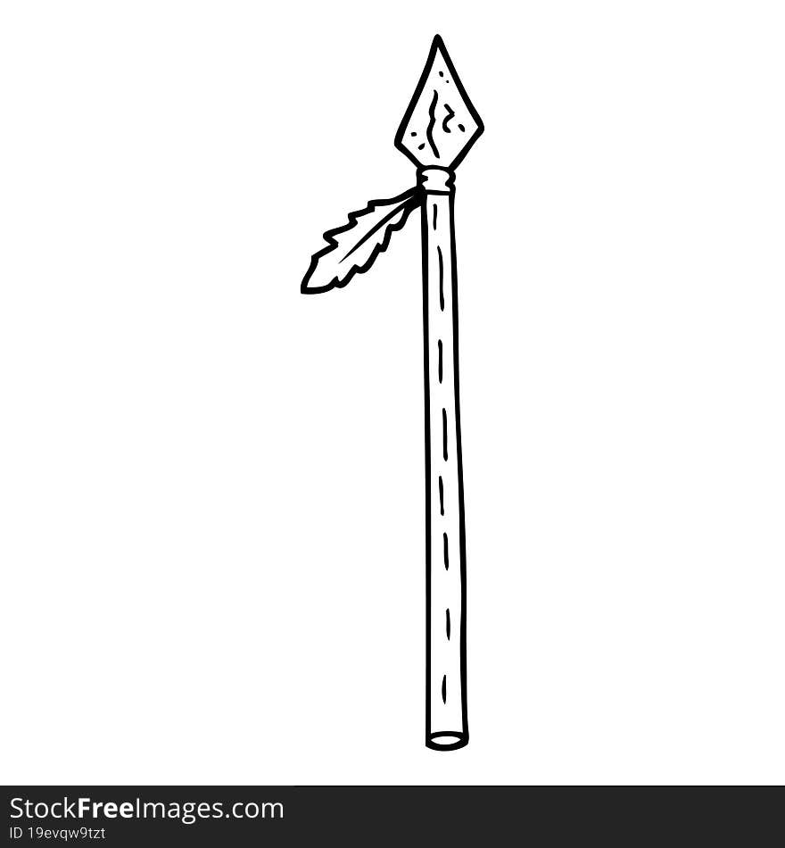 black and white cartoon long spear