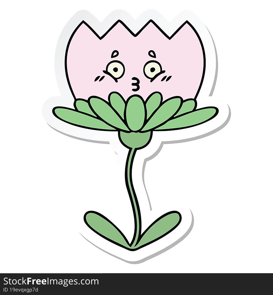 Sticker Of A Cute Cartoon Flower