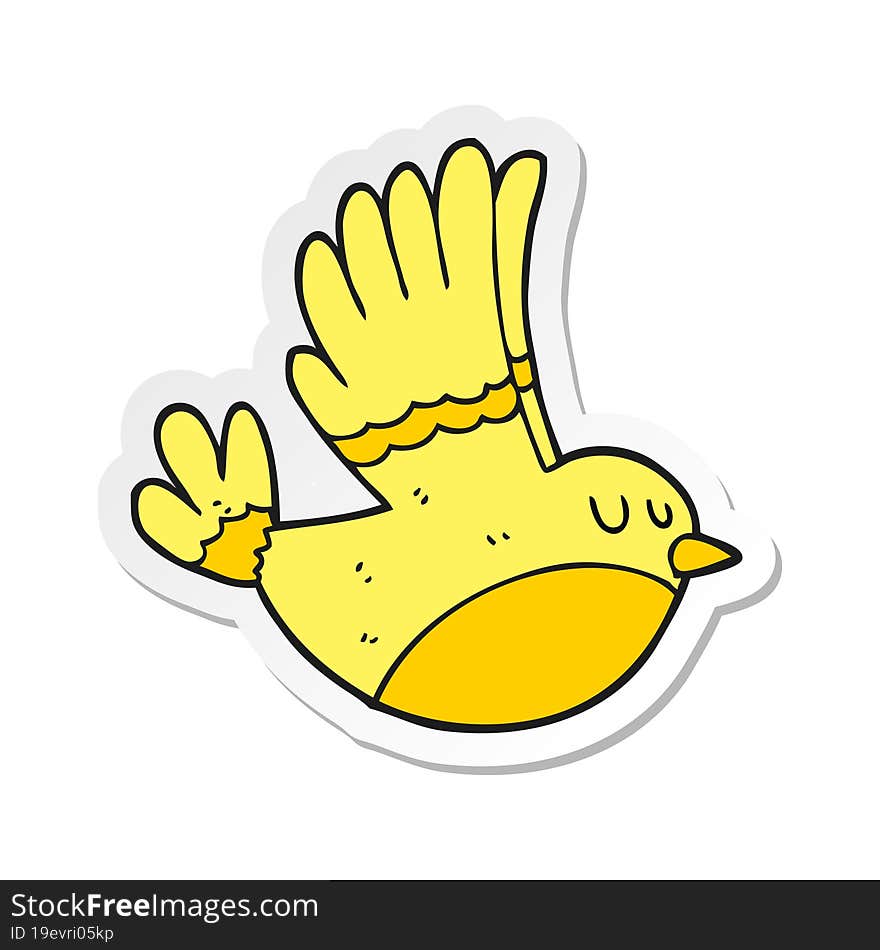 Sticker Of A Cartoon Flying Bird