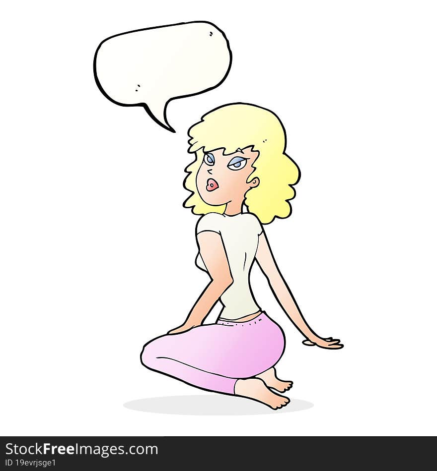 cartoon pretty woman with speech bubble