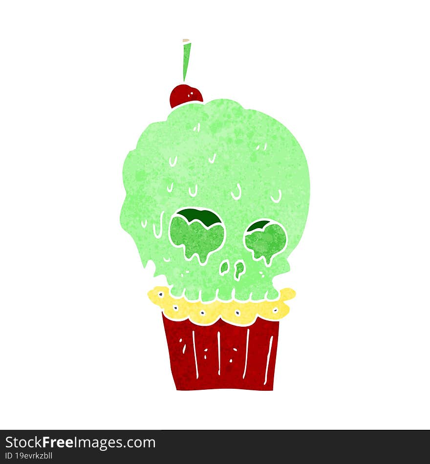 cartoon spooky skull cupcake