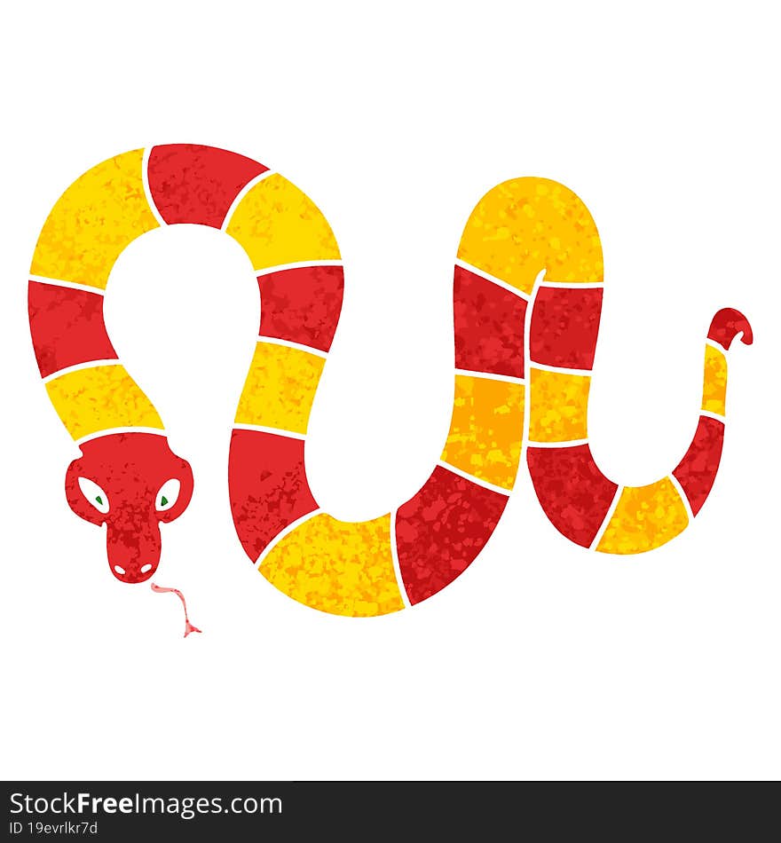 retro illustration style quirky cartoon snake. retro illustration style quirky cartoon snake