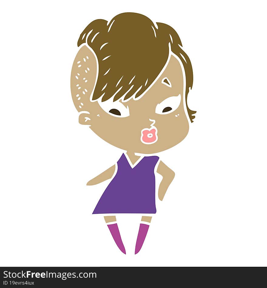 flat color style cartoon surprised girl