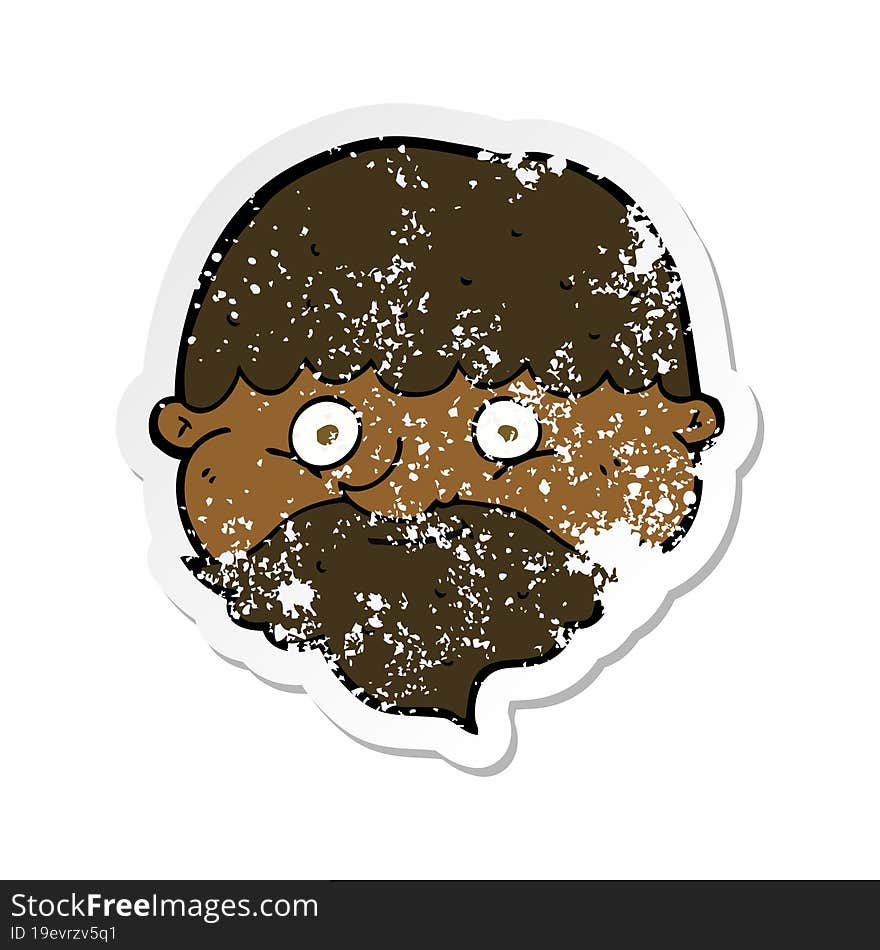 retro distressed sticker of a cartoon bearded man