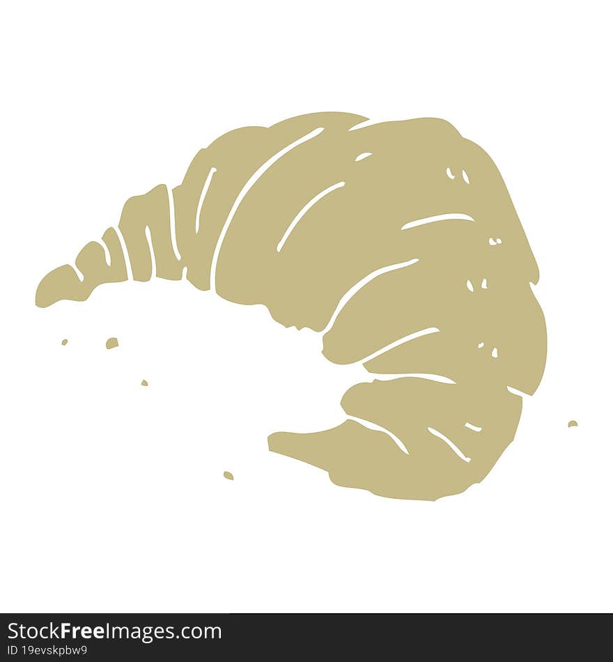 Flat Color Illustration Of A Cartoon Croissant