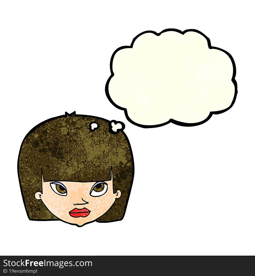 cartoon annoyed woman with thought bubble