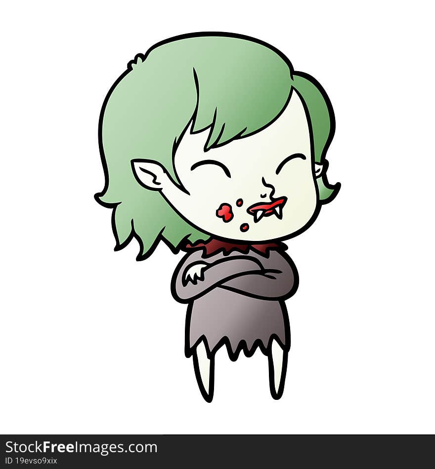 cartoon vampire girl with blood on cheek. cartoon vampire girl with blood on cheek