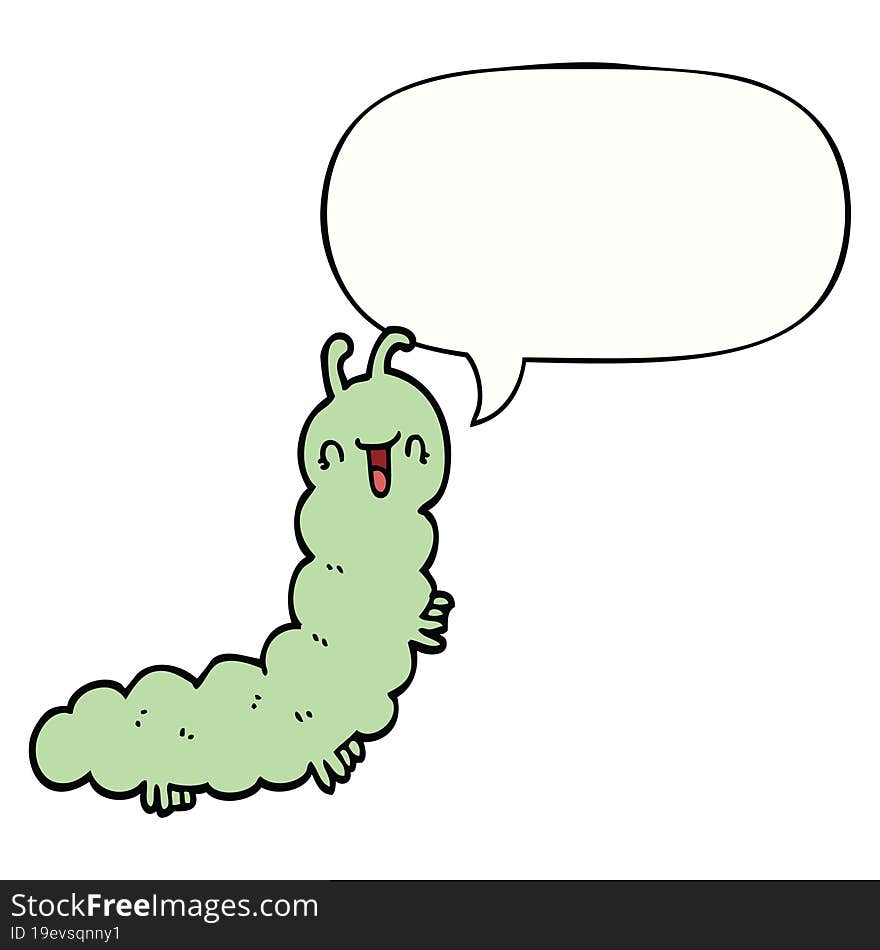 cartoon caterpillar and speech bubble