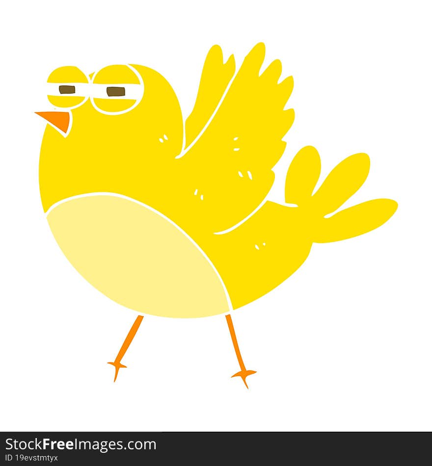 Flat Color Illustration Of A Cartoon Bird