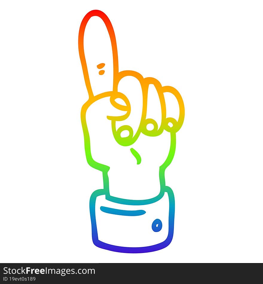 rainbow gradient line drawing cartoon pointing hand