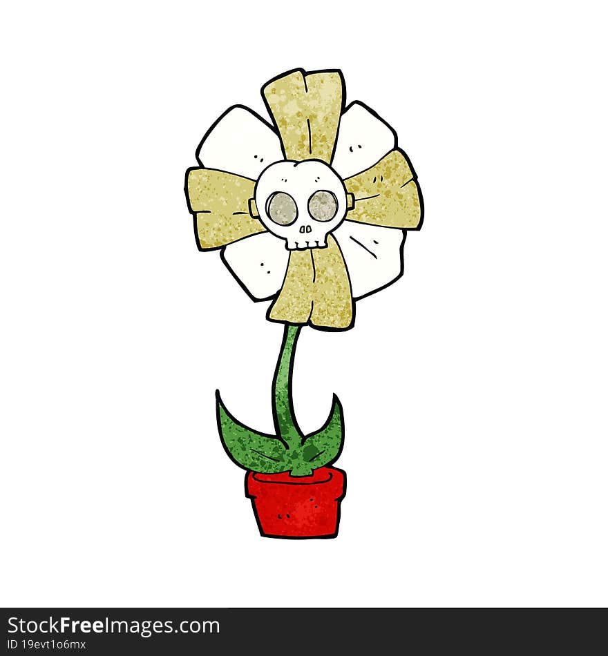 cartoon skull flower