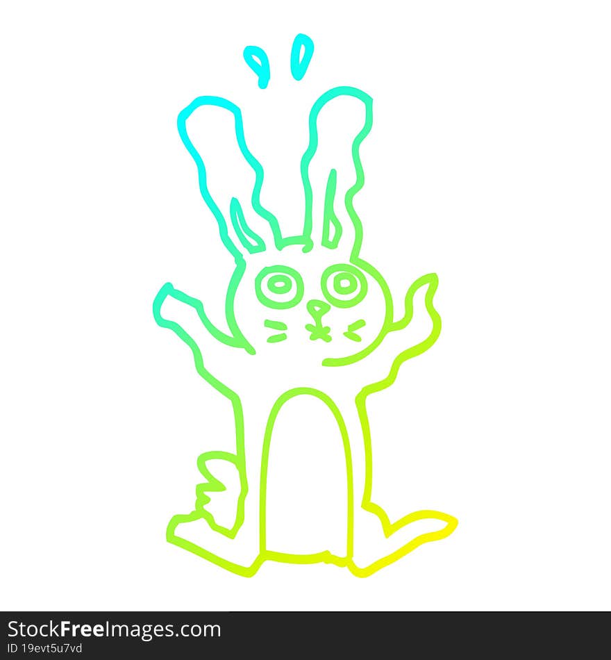 cold gradient line drawing cartoon excited rabbit