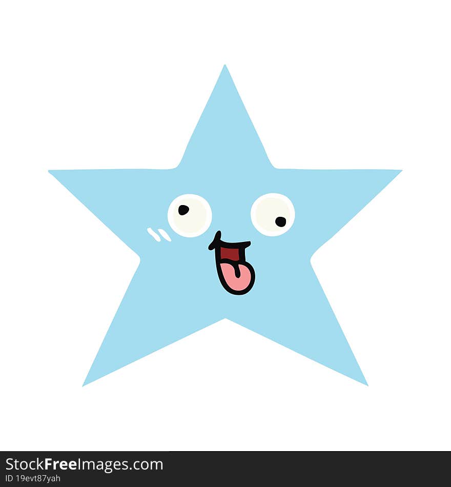 flat color retro cartoon of a star fish