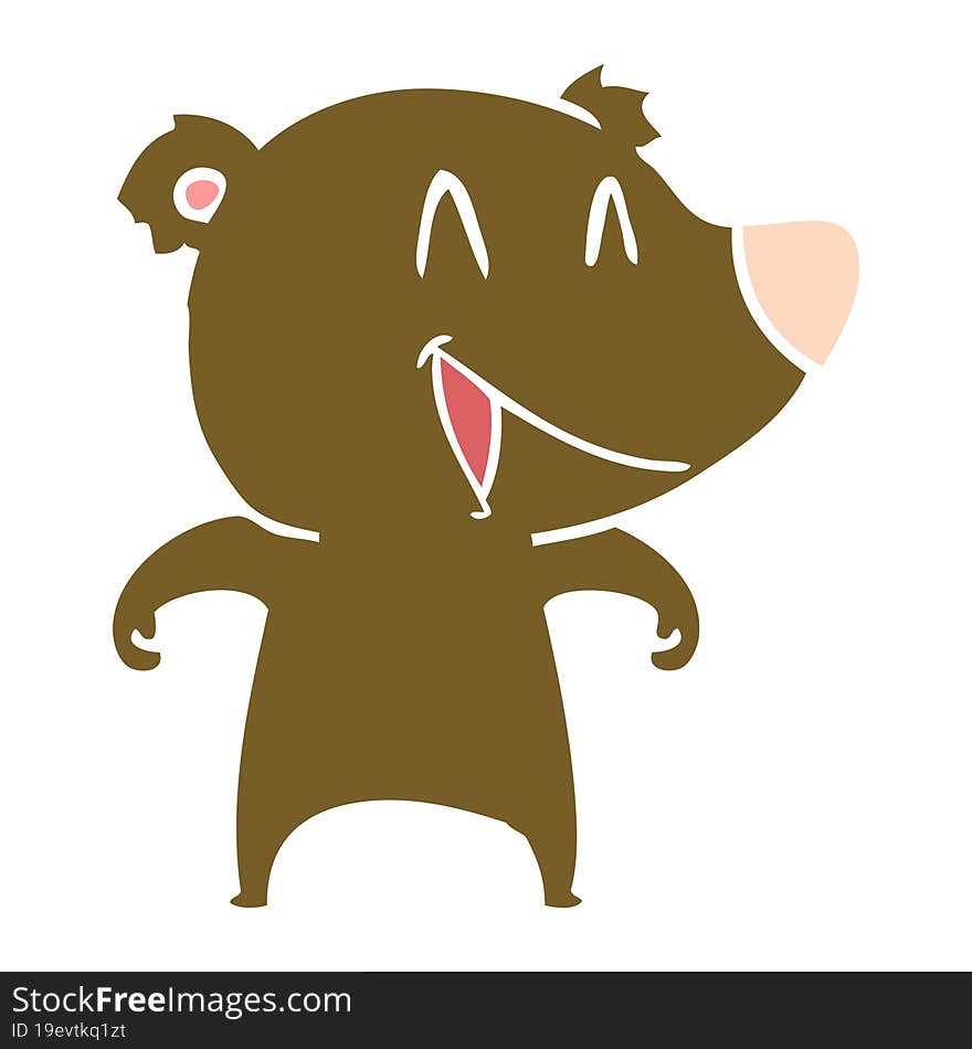 Laughing Bear Flat Color Style Cartoon