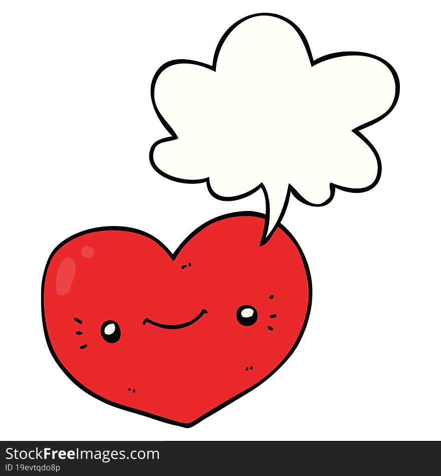 heart cartoon character and speech bubble