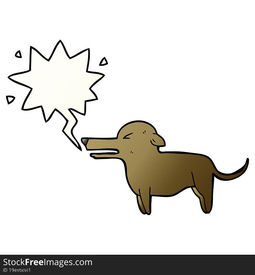 cartoon dog with speech bubble in smooth gradient style